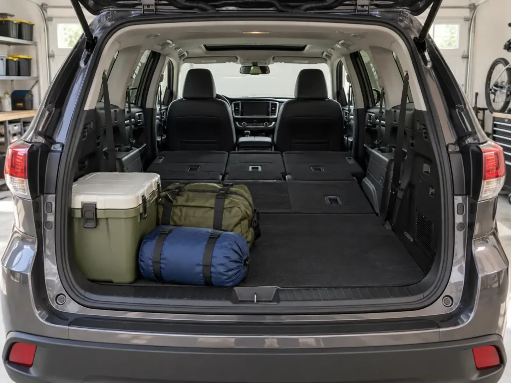 2018 Highlander cargo space with second and third row seats folded flat