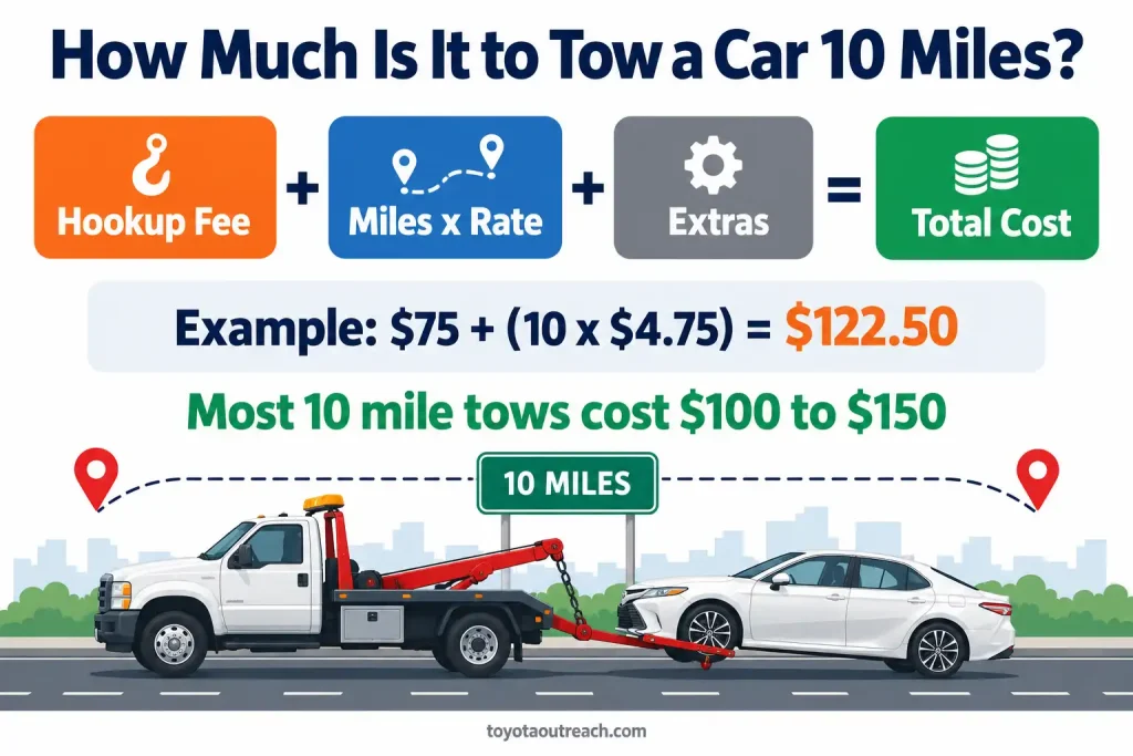 Formula showing how much it costs to tow a car 10 miles
Title: 10 mile tow cost formula
